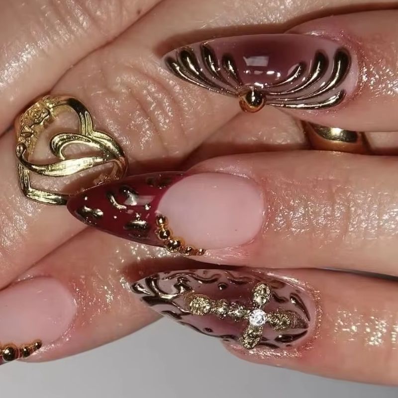 24Pcs/set Nude Pink Gradient C - đánh giá và giá Nail Art Cat Eye Pink