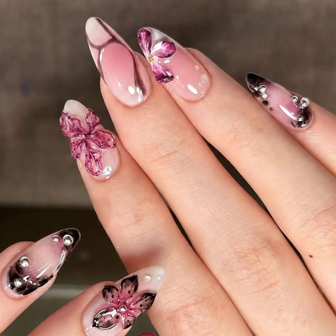 24Pcs/set Nude Pink Gradient C - đánh giá và giá Nail Art Cat Eye Pink