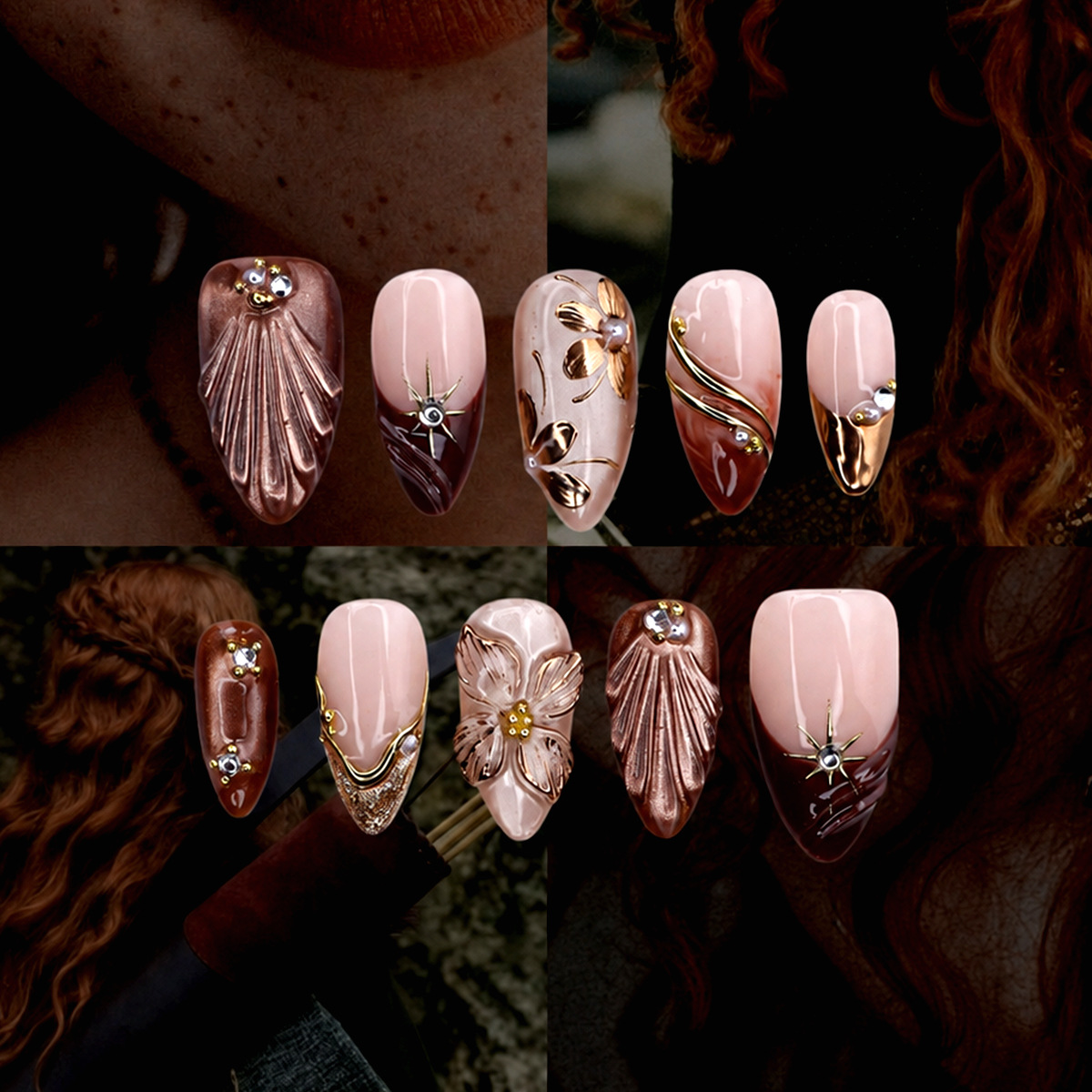 24Pcs/set Nude Pink Gradient C - đánh giá và giá Nail Art Cat Eye Pink