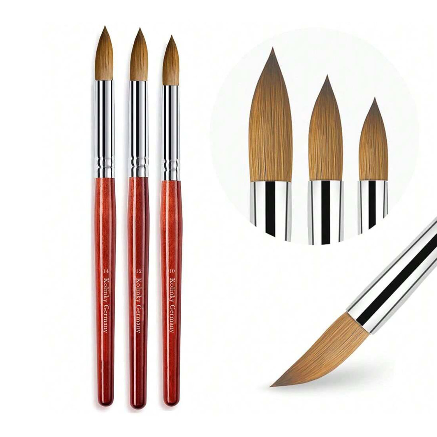 3PCS Kolinsky Mahogany Stem Ac - đánh giá và giá Nail Art Mahogany