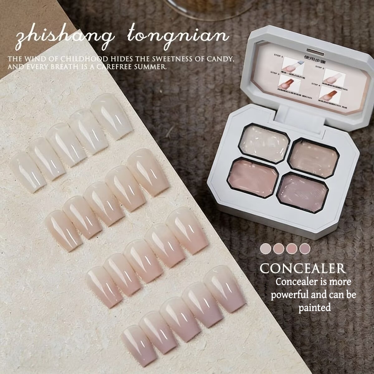 4 Colors Concealer Popular Nud - đánh giá và giá Nail Art Ombre