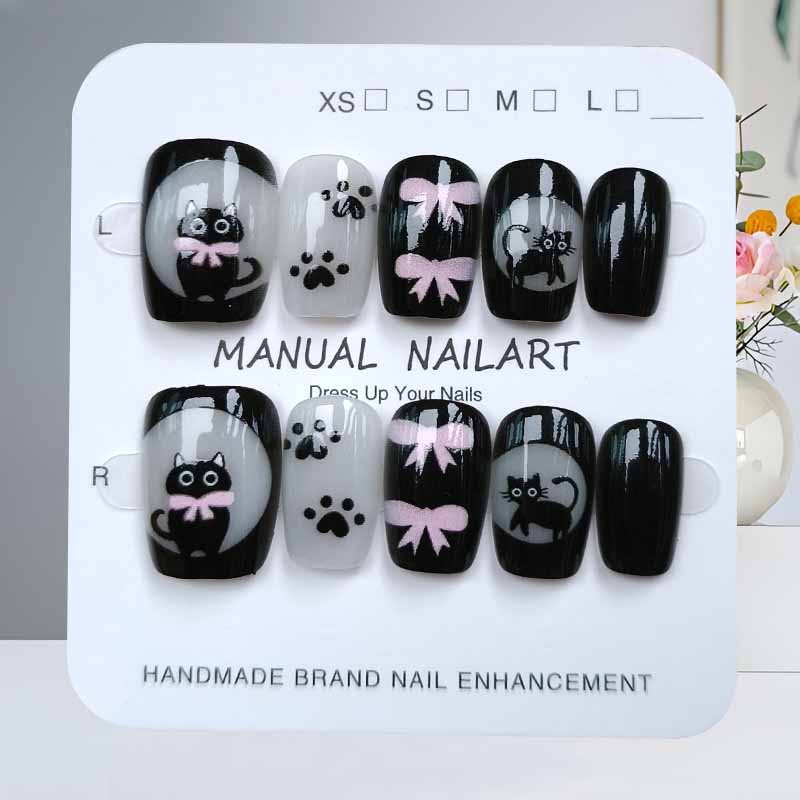 10Pcs Cute Cartoon Black Cat a - đánh giá và giá Nail Art Pink Cat Eye